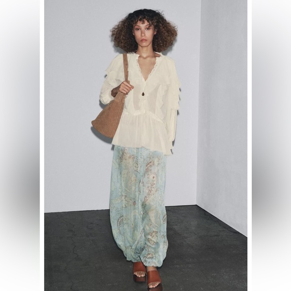 Zara Tops - ZARA ZW COLLECTION LACE RUFFLE BLOUSE